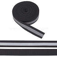 WADORN 25 Yards Reflective Polyester Striped Ribbon, for Warning Tape, Black, 7/8 inch(23.5mm)(DIY-WR0003-74A)