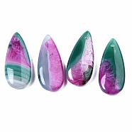 Natural Brazilian Agate Pendants, Dyed & Heated, Teardrop, Orchid, 39~40x17~18x6~7mm, Hole: 1.5mm(G-S364-099C)