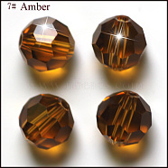 Imitation Austrian Crystal Beads, Grade AAA, Faceted(32 Facets), Round, Sienna, 4mm, Hole: 0.7~0.9mm(SWAR-F021-4mm-203)