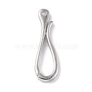 Rack Plating Brass Hook Clasps, Long-Lasting Plated, Platinum, 30x9.5x3mm, Hole: 1.8mm(X-KK-E073-01P)