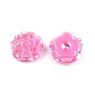 Opaque ABS Plastic Cabochons, Flower, Hot Pink, 19.5x7.5mm(KY-G019-04G)