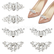 Elite 6Pcs 3 Styles Detachable Alloy Rhinestone Shoe Buckle Clips, Mixed Shapes, 26~33.5x62.5~67x10mm, 2pcs/style(AJEW-PH0011-59)