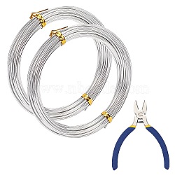 DIY Wire Wrapped Jewelry Kits, with Aluminum Wire and Iron Side-Cutting Pliers, Silver, 15 Gauge, 1.5mm, 10m/roll, 2rolls/set(DIY-BC0011-81C-02)