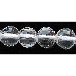 Gemstone Beads Strands, Quartz Crystal, Faceted(128 Facets), Round, Synthetic Crystal, 4mm, Hole: 0.8mm, about 100pcs/strand, 15.5 inch(X-GSFR4mm187-128)