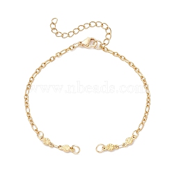 304 Stainless Steel Leaf Link Chain Bracelet Making, Golden, 7-1/8 inch(18cm)(AJEW-JB01433)