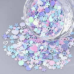 Ornament Accessories, PVC Plastic Paillette/Sequins Beads, No Hole/Undrilled Beads, Mixed Shapes, Mixed Color, 1.5~6.5x1.5~8x0.4~0.7mm(PVC-S035-010A)