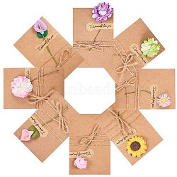 Kraft Paper Greeting Cards and Kraft Paper Envelopes Sets, Flower Theme, PeachPuff, 10.4~10.5x7.1~7.2cm, 16sets(DIY-NB0002-08)