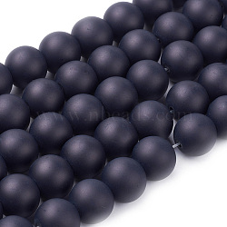 Transparent Glass Bead Strands, Frosted, Round, Black, 12mm, Hole: 1.3~1.6mm, about 70pcs/strand, 31.4 inch(GLAA-S031-12mm-38)