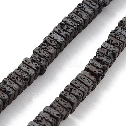 Natural Lava Rock Beads Strands, Frosted, Square, 4.5~5x4.5~5x2mm, Hole: 1mm, about 185pcs/strand, 15.75''(40cm)(G-H303-C16)