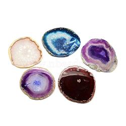 Druzy Natural Brazilian Agate Slice Display Decorations, Dyed, Mixed Color, 64~105x60~100x5~6mm(G-R418-136)