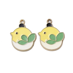 Alloy Enamel Pendants, Cadmium Free & Nickel Free & Lead Free, Chick Charm, Golden, 21x16x1.5mm, Hole: 1.4mm(FIND-O003-03G)