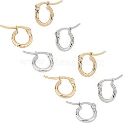 Unicraftale 304 Stainless Steel Hoop EarRing Shapes, Hypoallergenic EarRing Shapes, Ring Shape, Golden & Stainless Steel Color, 12 Gauge, 12x2mm, pin: 0.7x1mm, 2 colors, 12pairs/color, 24pairs/box(EJEW-UN0001-41)