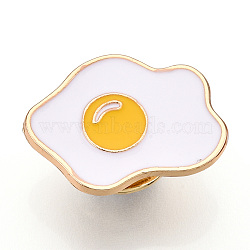 Fried Eggs Shape Enamel Pin, Light Gold Alloy Imitation Food Badge Brooch for Backpack Clothes, Nickel Free & Lead Free, Gold, 15.5x21.5mm(JEWB-T005-01)