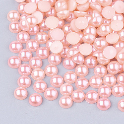 ABS Plastic Imitation Pearl Cabochons, Half Round, Pink, 10x5mm(SACR-S738-10mm-Z17)