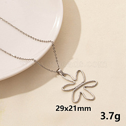 304 Stainless Steel Flower Pendant Necklaces, Cable Chain Necklaces for Women(JQ3185-3)