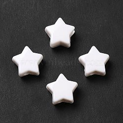 Opaque Acrylic Beads, Star, White, 12x12.5x7mm, Hole: 3.6mm, about 920pcs/500g(MACR-J123-08)