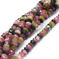 Natural Tourmaline Beads Strands, Faceted, Rondelle, 4~5x2.5~3mm, Hole: 0.8mm, about 146pcs/strand, 15.94 inch(40.5cm)(G-D0010-23B)