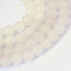 Natural White Jade Round Bead Strands, 6~6.5mm, Hole: 1mm, about 63pcs/strand, 15.5 inch(G-E334-6mm-13)