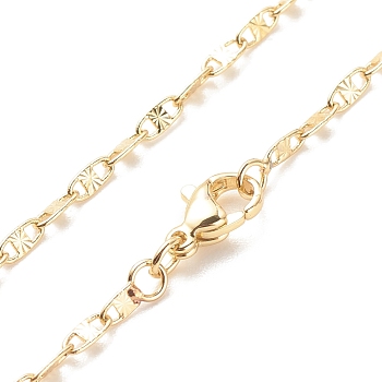 Brass Oval Link Chains Necklace for Women, Cadmium Free & Lead Free, Real 18K Gold Plated, 17.72 inch(45cm)