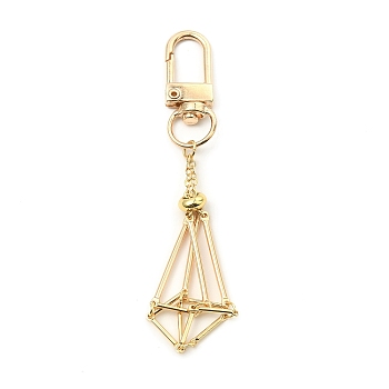 Brass Pouch Empty Stone Holder for Keychain, with Alloy Swivel Clasps, Golden, 9cm