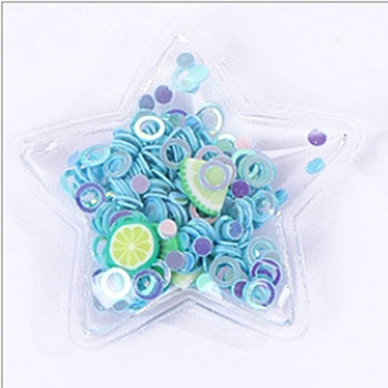 Quicksand Sequin Plastic Cabochons, for Hair Ornament & Costume Accessory, Star, Sky Blue, 3.7x3.7cm