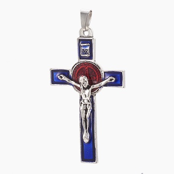 Alloy Enamel Big Pendants, For Easter, Crucifix Cross, Antique Silver, 71~72x40.5x6.5mm, Hole: 6x10mm