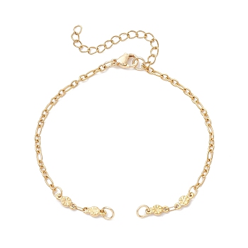 304 Stainless Steel Leaf Link Chain Bracelet Making, Golden, 7-1/8 inch(18cm)