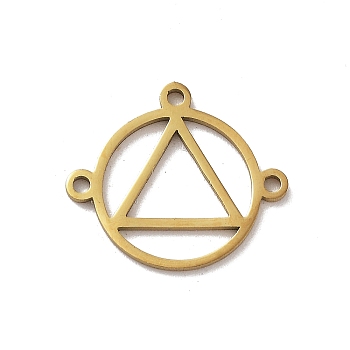 304 Stainless Steel Chandelier Component Links, 3-Hole, Ring with Triangle, Golden, 14x16x0.9mm, Hole: 1.2mm