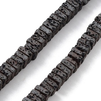 Natural Lava Rock Beads Strands, Frosted, Square, 4.5~5x4.5~5x2mm, Hole: 1mm, about 185pcs/strand, 15.75''(40cm)