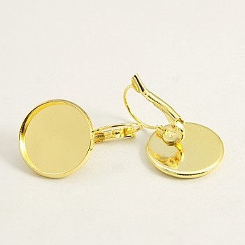 Brass Leverback Earring Findings, Lead Free and Cadmium Free, Golden, 30x18mm, Tray: 16mm