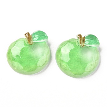Transparent Resin Decoden Cabochons, Apple, Lime, 20x19.5x6mm