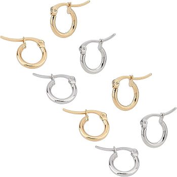 Unicraftale 304 Stainless Steel Hoop EarRing Shapes, Hypoallergenic EarRing Shapes, Ring Shape, Golden & Stainless Steel Color, 12 Gauge, 12x2mm, pin: 0.7x1mm, 2 colors, 12pairs/color, 24pairs/box