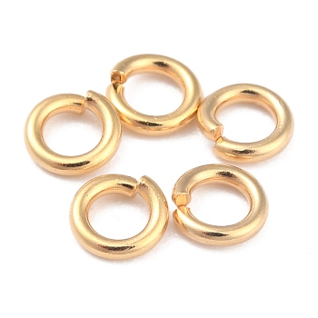 Rack Plating Brass Jump Rings, Open Jump Rings, Long-Lasting Plated, Real 24K Gold Plated, 4x0.9mm, 19 Gauge, Inner Diameter: 2.2mm