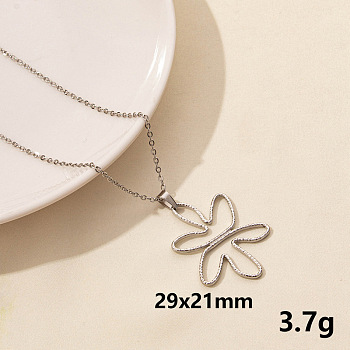 304 Stainless Steel Flower Pendant Necklaces, Cable Chain Necklaces for Women