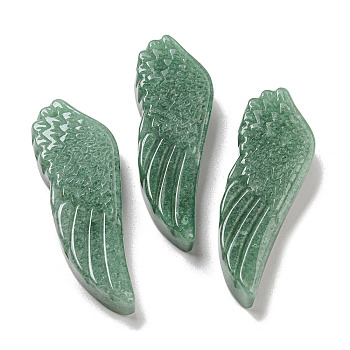 Natural Green Aventurine Pendants, Carved Wing Charms, 56~59x19~22x7~10.5mm, Hole: 1.3mm