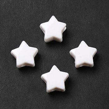 Opaque Acrylic Beads, Star, White, 12x12.5x7mm, Hole: 3.6mm, about 920pcs/500g