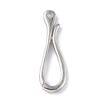 Rack Plating Brass Hook Clasps, Long-Lasting Plated, Platinum, 30x9.5x3mm, Hole: 1.8mm