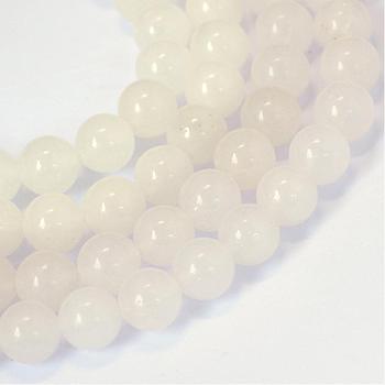 Natural White Jade Round Bead Strands, 6~6.5mm, Hole: 1mm, about 63pcs/strand, 15.5 inch