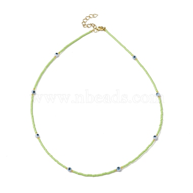 Lampwork Evil Eye & Glass Seed Beads Necklace with Real 18K Gold Plated 304 Stainless Steel Clasps(NJEW-JN04597-03)-2