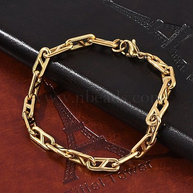 304 Stainless Steel Oval Link  Chain Bracelets for Women Men(BJEW-F488-49A-G)-2