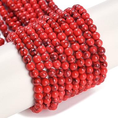 Dark Red Round Synthetic Turquoise Beads