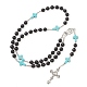 Synthetic Turquoise & Wood Rosary Bead Necklace(NJEW-JN04431-01)-1