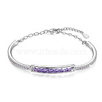 Brass Bangles, with Grade AAA Cubic Zirconia and Austrian Crystal, Platinum, 6 inch(15cm)(JB25D)