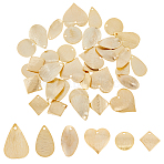 36Pcs 6 Style Brass Charms, Teardrop & Twist & Heart, Real 24K Gold Plated, 15~20x9~19x0.5~3mm, Hole: 1.2~1.4mm, 6pcs/style(KK-FH0004-98)