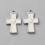 Alloy Enamel Pendants, Cross, Platinum, 33x20.5x2.5mm, Hole: 2.5mm(FIND-WH0148-359)