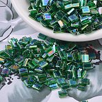 MIYUKI TILA Beads, Japanese Seed Beads, 2-Hole, (TL179) Transparent Green AB, 5x5x1.9mm, Hole: 0.8mm, about 590pcs/50g(SEED-X0054-TL0179)