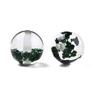 Transparent Resin Beads, Round, Dark Green, 12x11.5mm, Hole: 1.6~1.8mm(RESI-N034-01-G01)