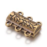 Alloy Magnetic Clasps with Loops, Antique Bronze, 14x19x6mm, Hole: 2mm(PALLOY-Q328-06AB)