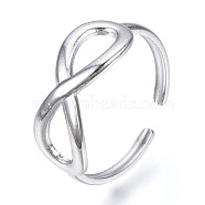 304 Stainless Steel Infinity Open Cuff Ring, Hollow Ring for Women, Stainless Steel Color, US Size 7 3/4(17.9mm)(RJEW-N040-43)