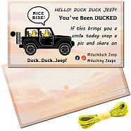 Paper Card, Greeting Card, Thank You Card, Rectangle with Space Duck & Word Nice Ride, with Jute Twine, Car, 87.5x50mm, 100pcs/set(AJEW-CN0002-01A-01)